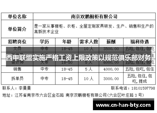 西甲联盟实施严格工资上限政策以规范俱乐部财务